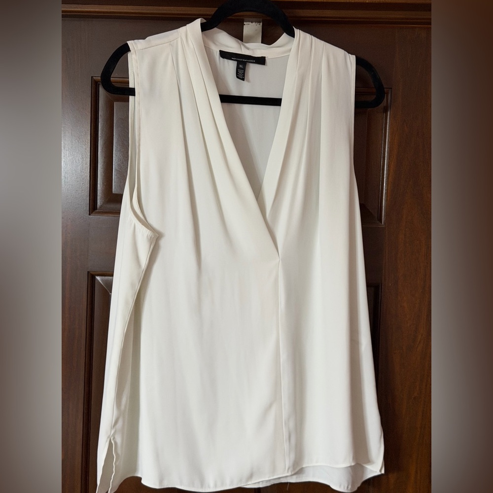 White House Black Market Ivory Draped Blouse